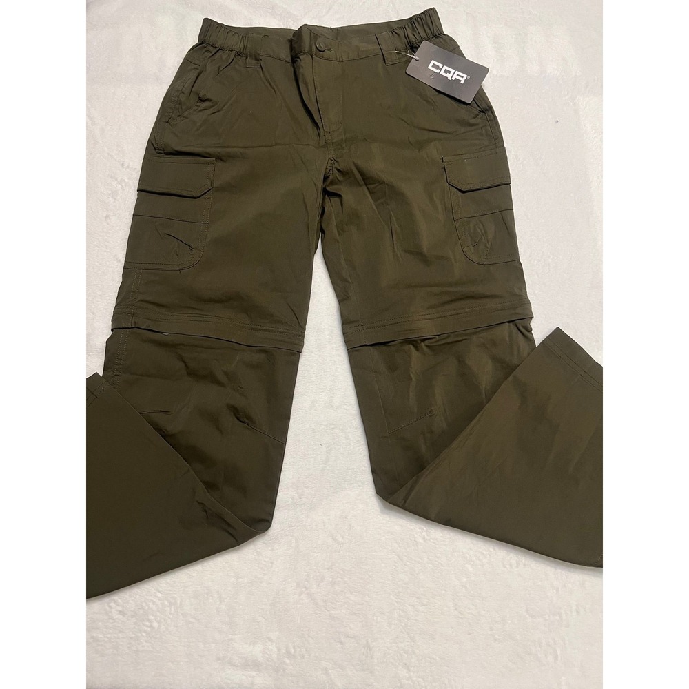 CQR Kids Tactical Cargo Pants Olive Green Convertible ZipOff Hiking Size L 14-16